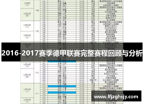 2016-2017赛季德甲联赛完整赛程回顾与分析